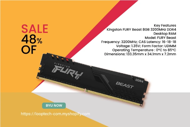 Kingston FURY Beast 8GB 3200MHz DDR4 Desktop RAM
